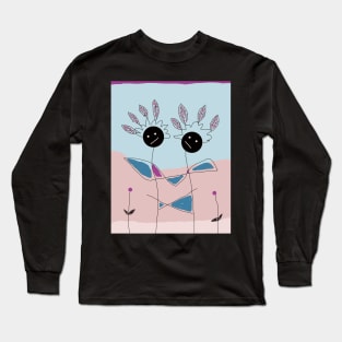 Kids and Hair Feathers Stick Figure Long Sleeve T-Shirt